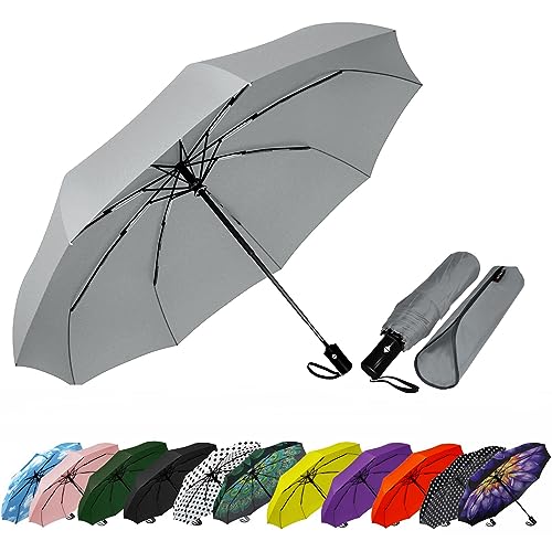 SIEPASA Windproof Travel Compact Umbrella-Automatic Umbrellas for Rain-Compact Folding Umbrella, Travel Umbrella Compact, Small Portable Windproof Umbrellas for Men and Women. (Grey) - Image 1