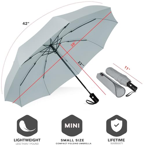 SIEPASA Windproof Travel Compact Umbrella-Automatic Umbrellas for Rain-Compact Folding Umbrella, Travel Umbrella Compact, Small Portable Windproof Umbrellas for Men and Women. (Grey) - Image 3