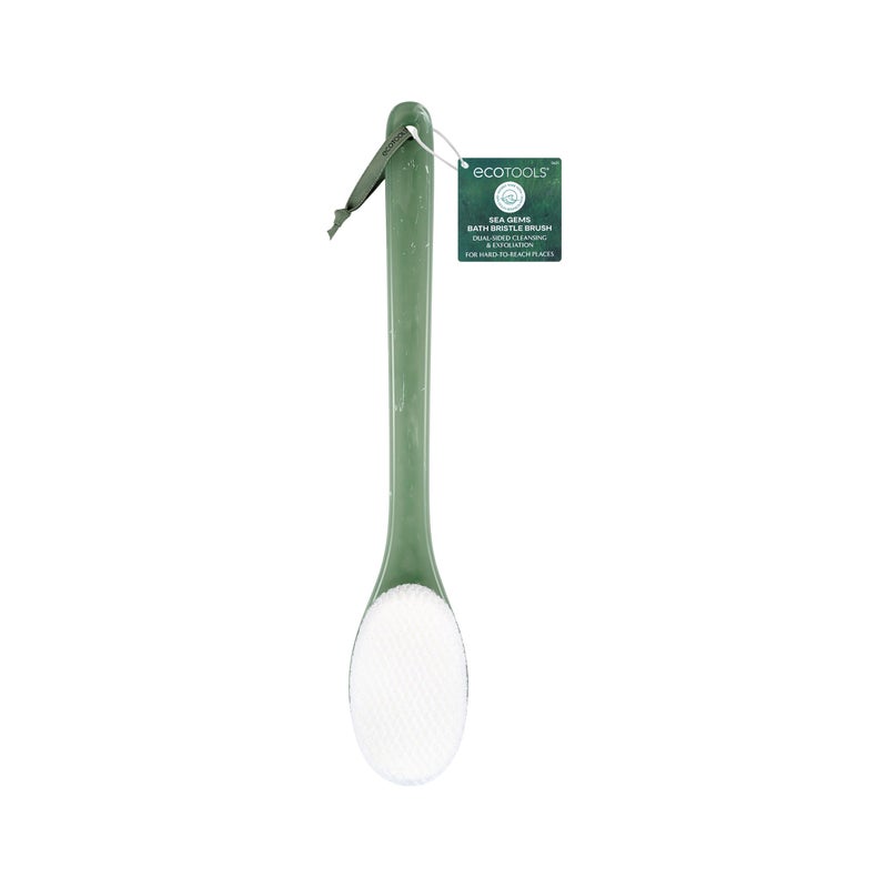EcoTools Sea Gems Bath Bristle Brush, Dual-Sided Shower Brush for Cleansing & Exfoliating with Long Handle for Cleaning Back, Low-Waste Design, Vegan & Cruelty-Free, 1 Count - Image 1
