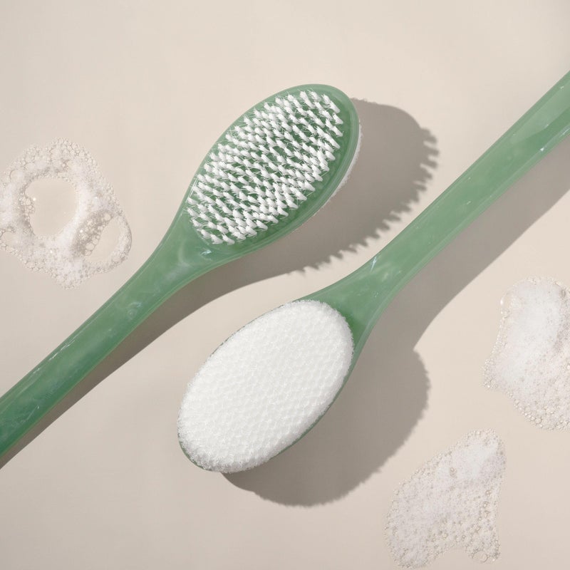 EcoTools Sea Gems Bath Bristle Brush, Dual-Sided Shower Brush for Cleansing & Exfoliating with Long Handle for Cleaning Back, Low-Waste Design, Vegan & Cruelty-Free, 1 Count - Image 3