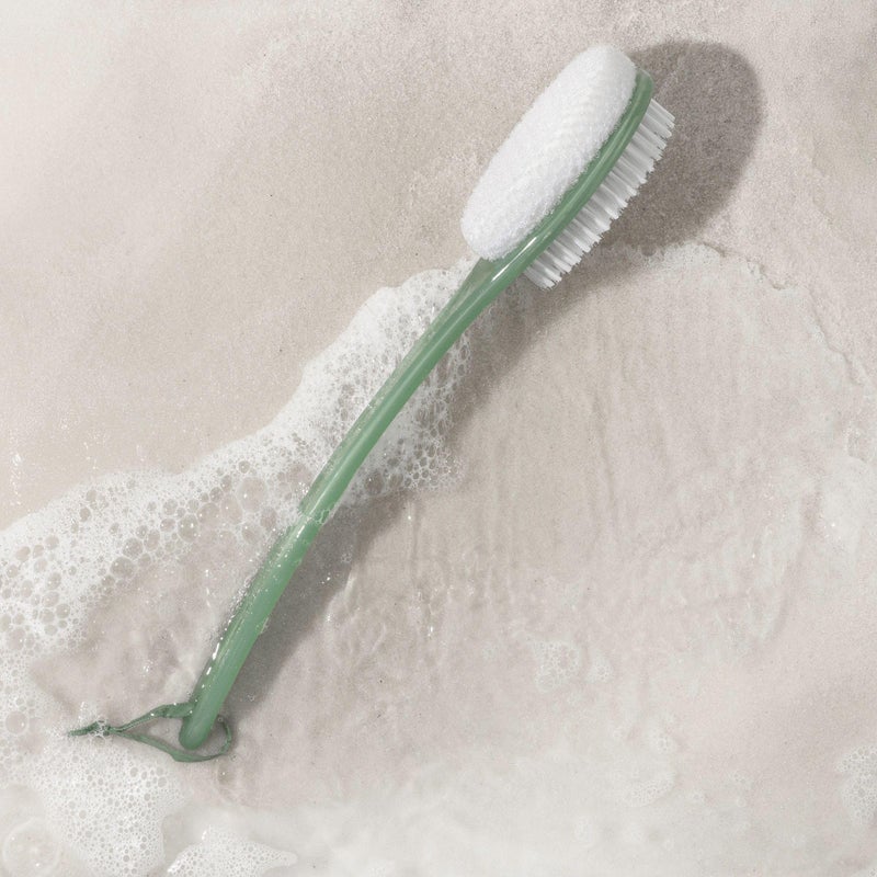 EcoTools Sea Gems Bath Bristle Brush, Dual-Sided Shower Brush for Cleansing & Exfoliating with Long Handle for Cleaning Back, Low-Waste Design, Vegan & Cruelty-Free, 1 Count - Image 4