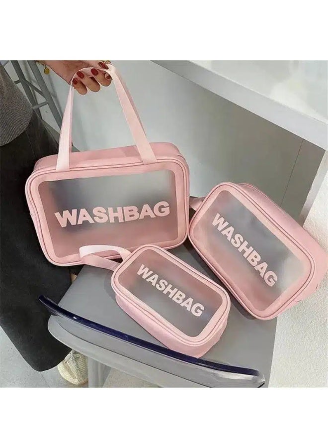 مجموعة من 3 حقائب شفافة - تنظيم عملي بأحجام مختلفة (قد تختلف الألوان) - Image 4