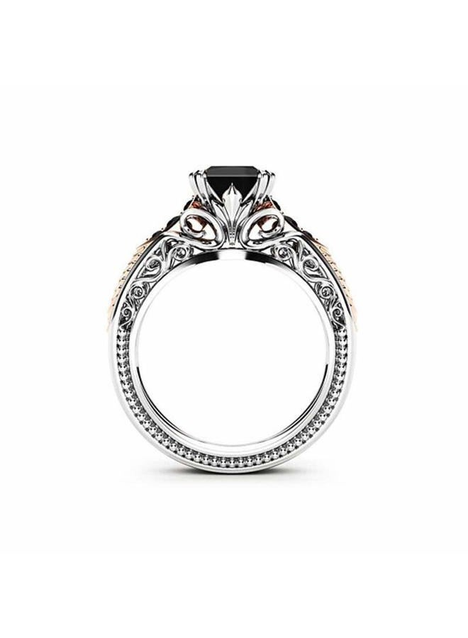 AZQ Vintage 925 Sterling Silver Black Gem Ring Cocktail Rings Square Cut Black Onyx Marcasite Cubic Zirconia Anniversary Promise Ring CZ Eternity Engagement Wedding Band Ring for Women TZ.37 (US Code 8) - Image 3