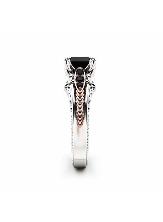 AZQ Vintage 925 Sterling Silver Black Gem Ring Cocktail Rings Square Cut Black Onyx Marcasite Cubic Zirconia Anniversary Promise Ring CZ Eternity Engagement Wedding Band Ring for Women TZ.37 (US Code 8) - Image 4