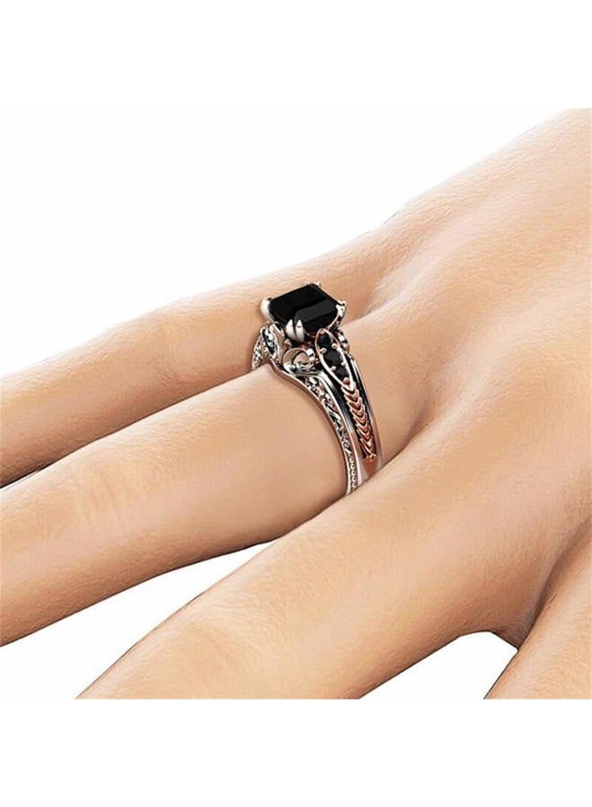 AZQ Vintage 925 Sterling Silver Black Gem Ring Cocktail Rings Square Cut Black Onyx Marcasite Cubic Zirconia Anniversary Promise Ring CZ Eternity Engagement Wedding Band Ring for Women TZ.37 (US Code 8) - Image 5