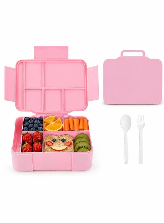 تايك تو Pink Multi-Compartment Lunch Box With Handle, Spoon And Fork