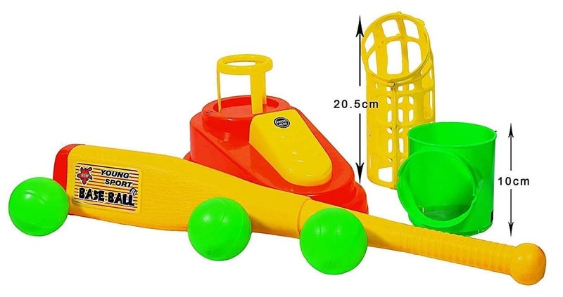 Goyal's Goyals Automatic Plastic Pitcher Power Shot Base Ball Game Unbreakable Includes 1 Bat 3 Balls For Age 3 Years & Above - Red & Yellow - Image 4