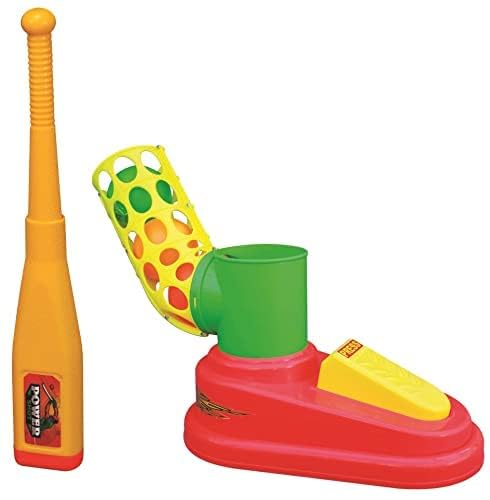 Goyal's Goyals Automatic Plastic Pitcher Power Shot Base Ball Game Unbreakable Includes 1 Bat 3 Balls For Age 3 Years & Above - Red & Yellow - Image 2