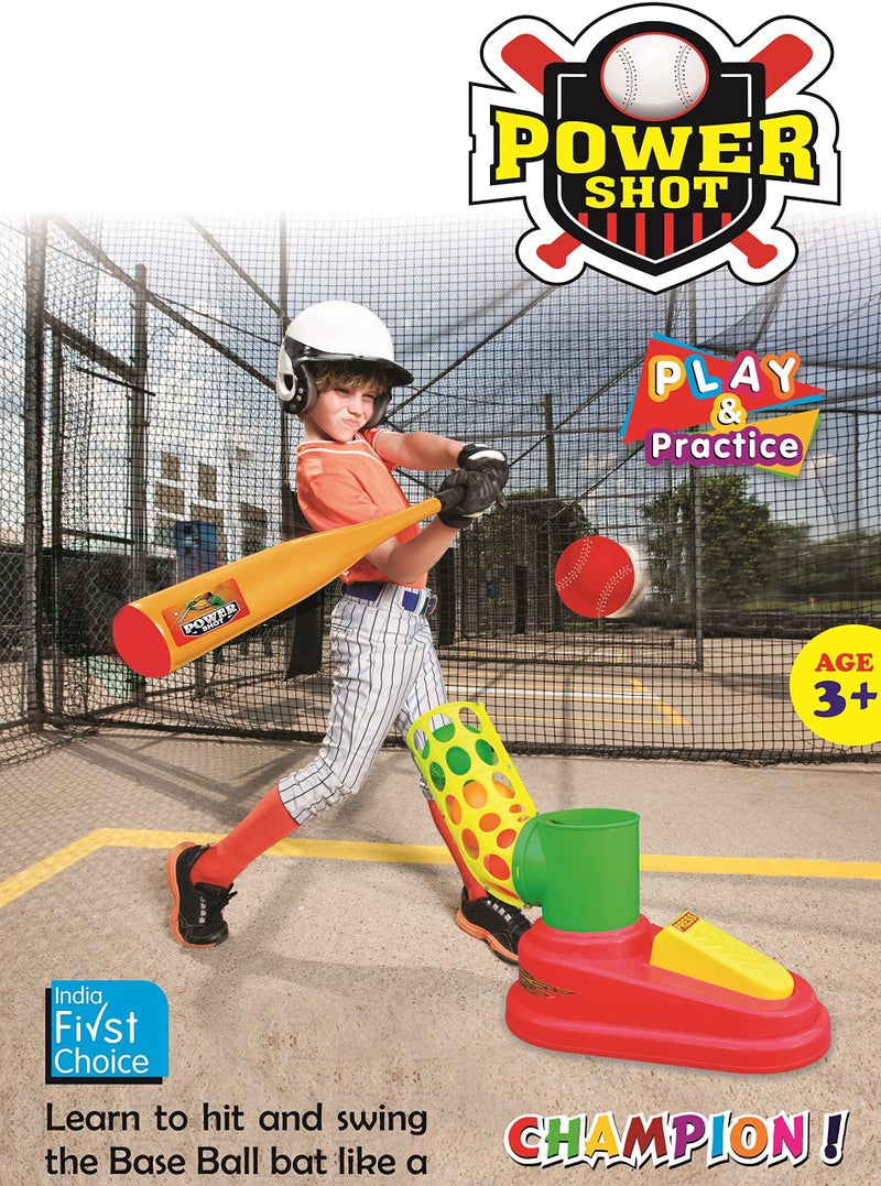 Goyal's Goyals Automatic Plastic Pitcher Power Shot Base Ball Game Unbreakable Includes 1 Bat 3 Balls For Age 3 Years & Above - Red & Yellow - Image 3