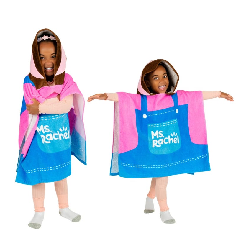 Franco Ms Rachel Kids BeachPoolBathCamping Hooded Towel Poncho 24 X 22 Absorbent Cotton Cover up Officially Licensed Product