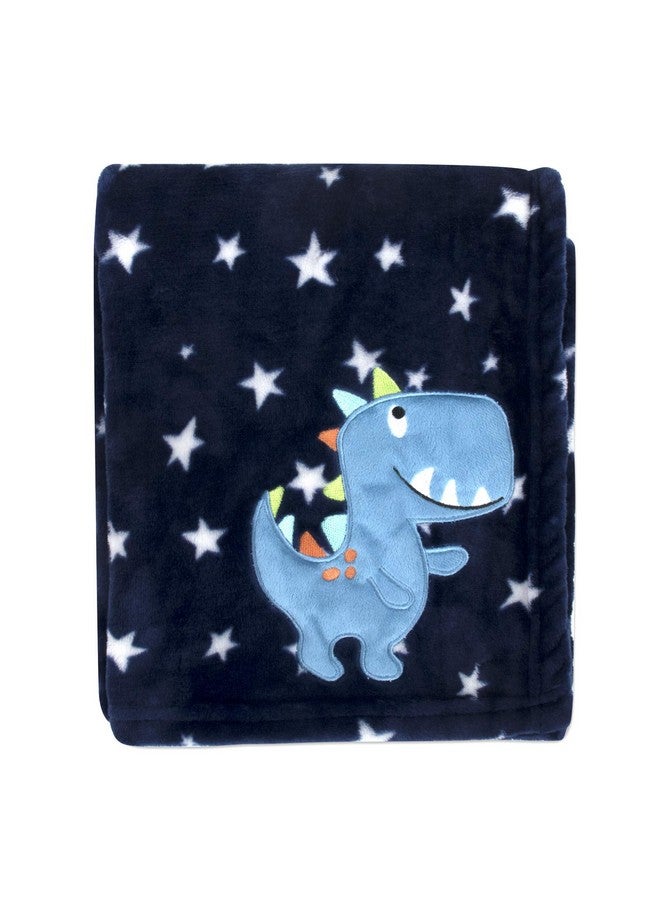 Baby Essentials Plush Fleece Throw and Receiving Baby Blankets for Boys and Girls 30x36 (Blue Dino) - Image 2