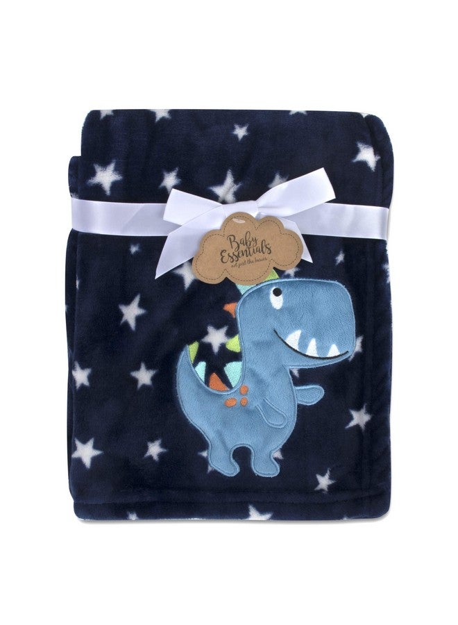 Baby Essentials Plush Fleece Throw and Receiving Baby Blankets for Boys and Girls 30x36 (Blue Dino) - Image 1