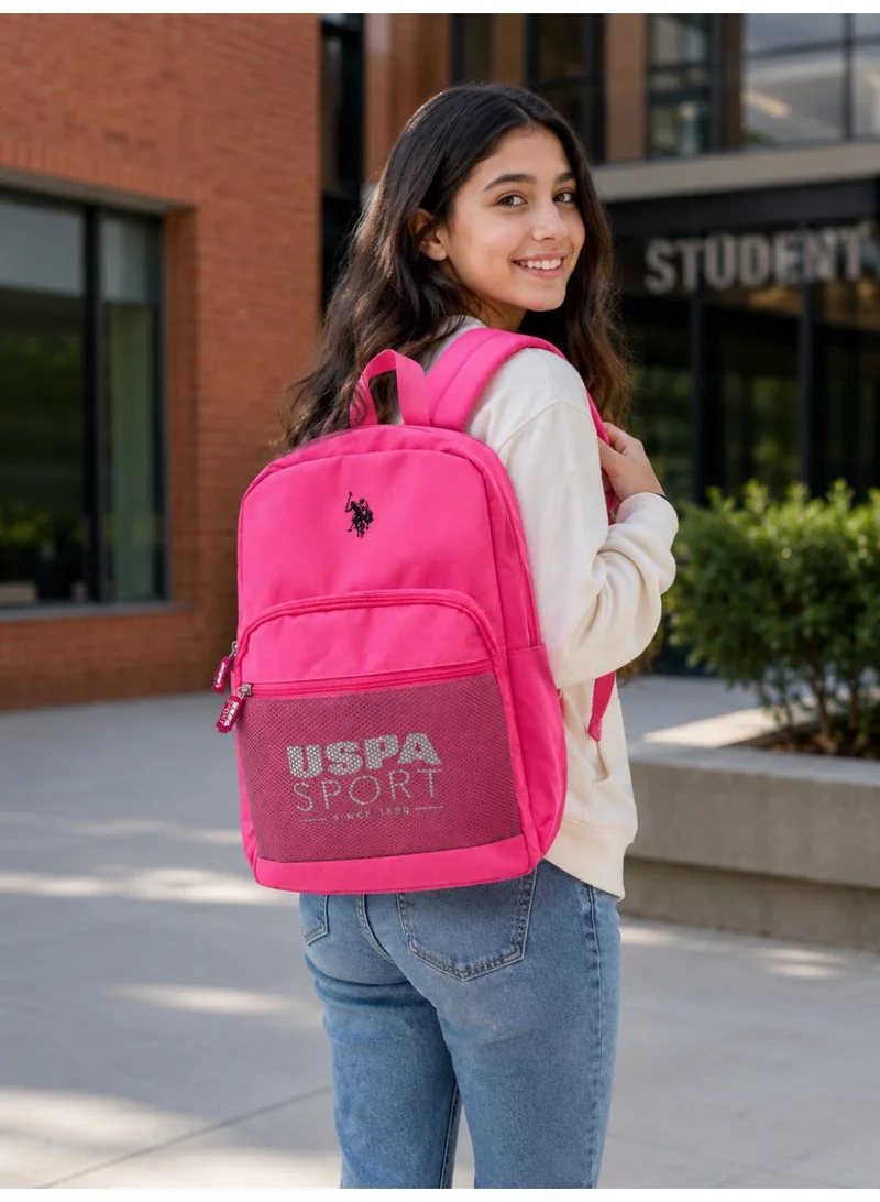 U.S. Polo Assn.  U.S. Polo Assn. Classic Hot Pink Sport Mesh Pocket Backpack for School and Office MultiCompartment Bag for Campus  | Best Price UAE