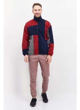 Fourlaps Men High Neck Long Sleeve Colorblock Half Zip Sweatshirt, Navy  - Image 4