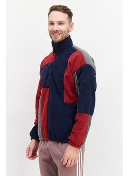 Fourlaps Men High Neck Long Sleeve Colorblock Half Zip Sweatshirt, Navy  - Image 3