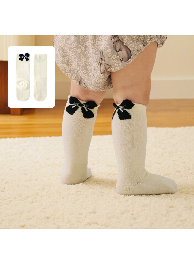 Aqpa Baby Long Socks Autumn Winter Baby Socks Large Bow 0-6 Months - Image 1