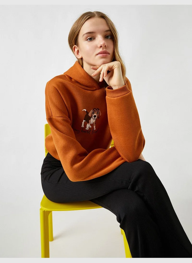 KOTON Hoodie Printed Sweatshirt
