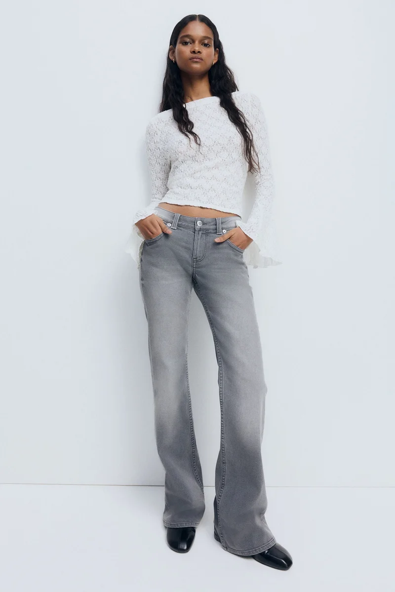 اتش اند ام جينز بقصة حافة واسعة وخصر منخفض