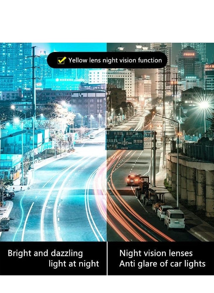 SYOSI نظارات شمسية بمشبك مغناطيسي للرجال والنساء، نظارات شمسية مربعة للحماية من الأشعة فوق البنفسجية مستقطبة تناسب القيادة الليلية (3 قطع) - Image 5