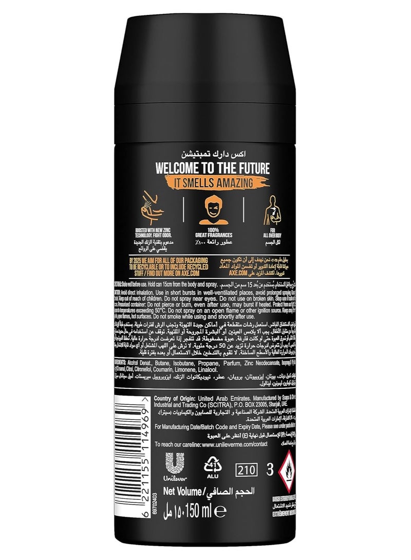 أكس مزيل العرق دارك تمبتيشن بخاخ للجسم برائحة لا تقاوم تدوم 48 ساعة - 150 مل - Image 2