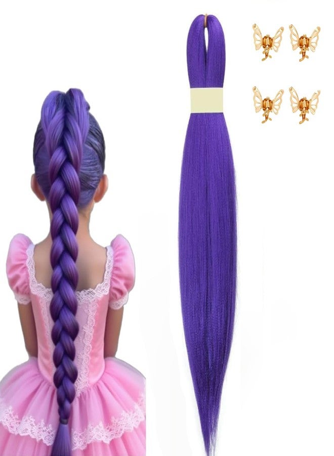 SQUISHCO Purple Hair Extensions, Vibrant Purple Hair Wig With 4 Golden Butterfly Clips, Suitable For Cosplay, Fashion Events And Social Media Styling - Image 1