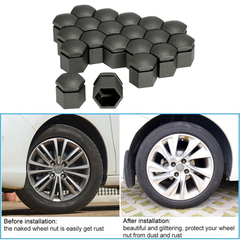 Car Wheel Nut Cover: 20Pcs 19MM Grey Premium ABS Material - Sturdy Corrosion Protection Bolt Cap with Removal Tool for Car Wheel Maintenance - Image 3
