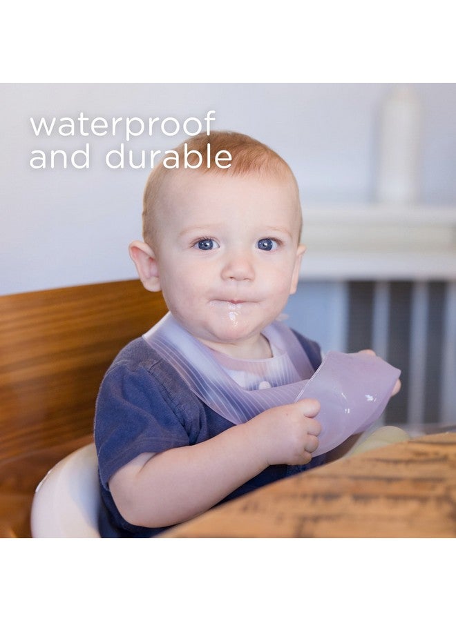 Olababy Fold N Go Silicone Baby Bib w Travel Case | Soft, Lightweight, Waterproof Bibs for Infants & Toddlers | BPA Free (1 Bib + 1 Travel Case, Pearl) - Image 1