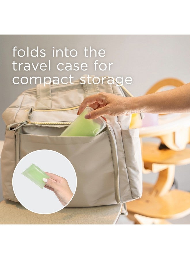 Olababy Fold N Go Silicone Baby Bib w Travel Case | Soft, Lightweight, Waterproof Bibs for Infants & Toddlers | BPA Free (1 Bib + 1 Travel Case, Pearl) - Image 4