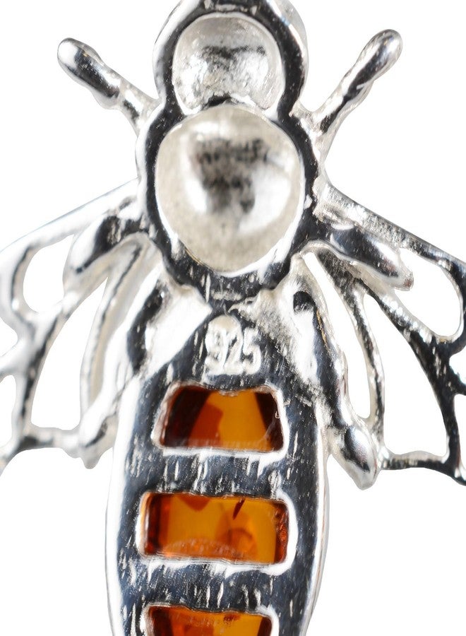 هوليداي غفت شوب مجوهرات العنبر للنساء - أقراط من الفضة الإسترلينية وعنبر العسل البلطيقي على شكل نحلة، أقراط متدلية بمشبك فرنسي، أقراط مرصعة بأحجار كريمة مميزة - Image 5