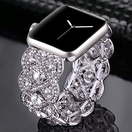 VIQIV Bling Bands Compatible with Apple Watch Ultra Band 38mm 40mm 41mm 42mm 44mm 45mm 49mm Iwatch Series SE 9 8 7 6 5 4 3 2 1 Diamond Rhinestone Stainless Steel Metal Bracelet Wristband Strap for - Image 3