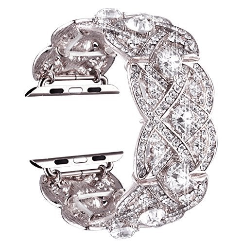 VIQIV Bling Bands Compatible with Apple Watch Ultra Band 38mm 40mm 41mm 42mm 44mm 45mm 49mm Iwatch Series SE 9 8 7 6 5 4 3 2 1 Diamond Rhinestone Stainless Steel Metal Bracelet Wristband Strap for - Image 1