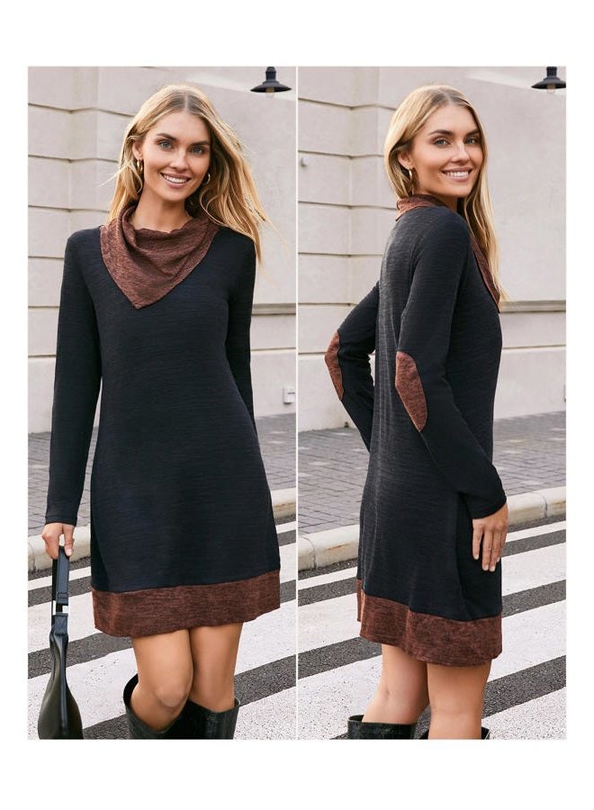 Styleword Women's 2026 Winter Dress Tunic Tops for Leggings Long Sleeve Sweater Cowl Neck Fashion Shirt Dress, Black, XL - Image 2