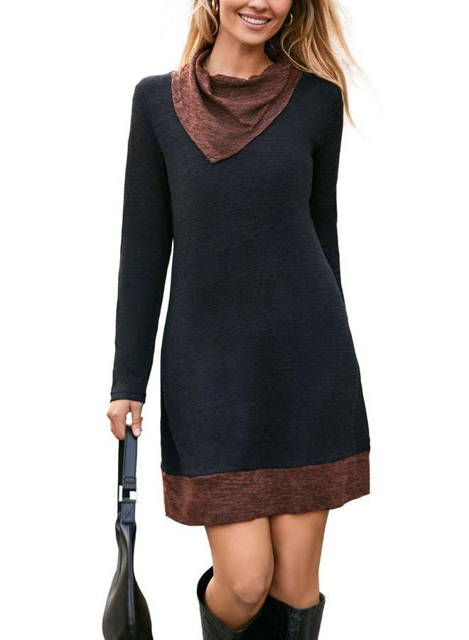 Styleword Women's 2026 Winter Dress Tunic Tops for Leggings Long Sleeve Sweater Cowl Neck Fashion Shirt Dress, Black, XL - Image 4