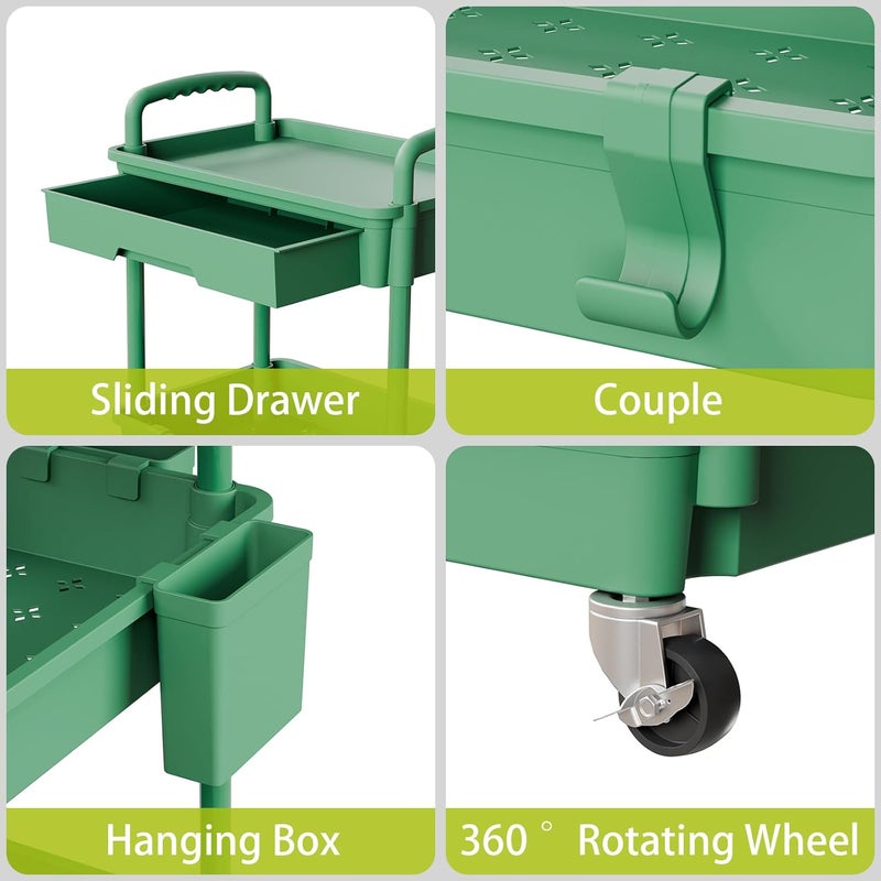Sorgion 4 Tier Rolling Cart Organizer,Art Craft Diaper Bedside Snack Laundry Room Bathroom Organizer Narrow Thin Slim Rolling Trolley Utility Cart with Wheels for Kitchen,Office(Green) - Image 4