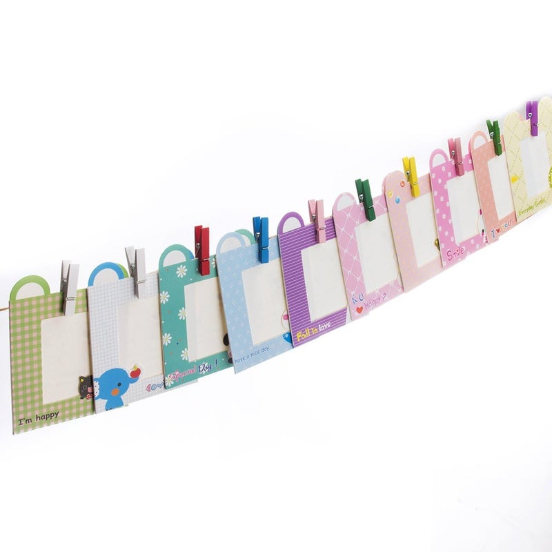 FotoCart Paper Photo Frame 10 Pcs DIY Creative Retro Kraft Paper Instant Mini Films Hanging Album Frame with Mini Clips and Hemp Ropes for Home Dorm Office 6 inch 10 Colors - Image 5
