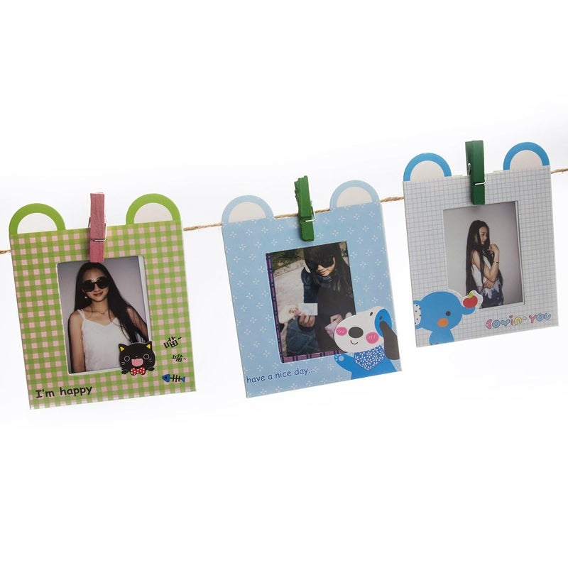 FotoCart Paper Photo Frame 10 Pcs DIY Creative Retro Kraft Paper Instant Mini Films Hanging Album Frame with Mini Clips and Hemp Ropes for Home Dorm Office 6 inch 10 Colors - Image 2