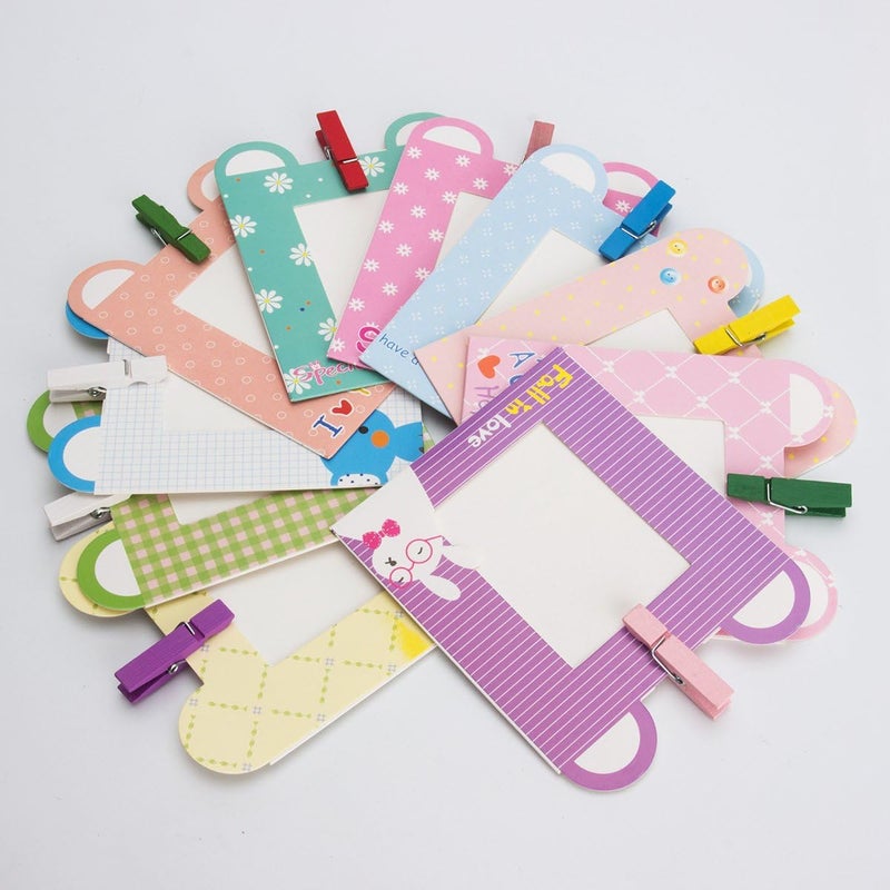 FotoCart Paper Photo Frame 10 Pcs DIY Creative Retro Kraft Paper Instant Mini Films Hanging Album Frame with Mini Clips and Hemp Ropes for Home Dorm Office 6 inch 10 Colors - Image 4