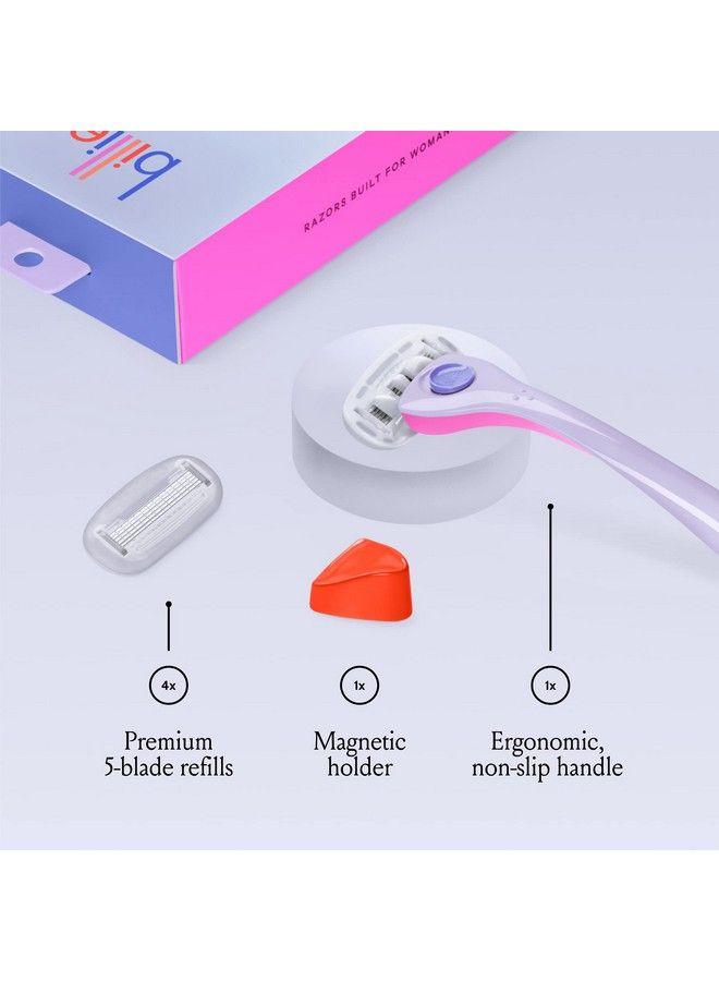 Billie Razors For Women Shave Kit Women’S Razor + 4 X 5Blade Razor Refills + Magnetic Holder Dreampop  - Image 3