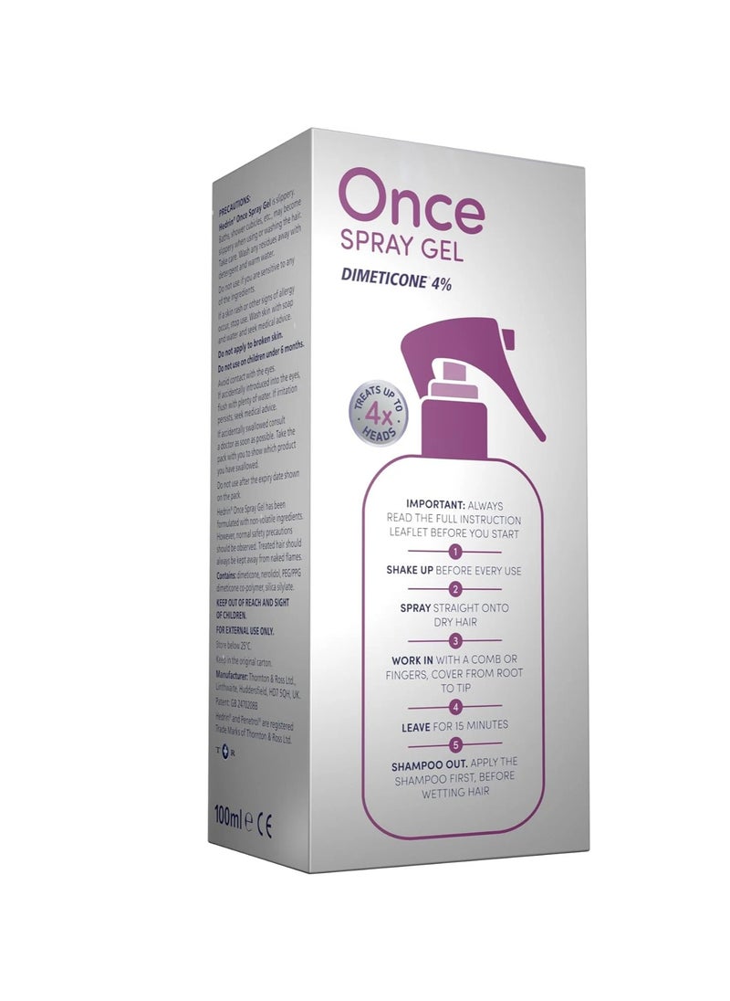 Hedrin Hedrin Once Spray Gel, Head Lice Treatment, Nits Treatment, Kills Headlice and Eggs in 15 Minutes – 100ml  - Image 2