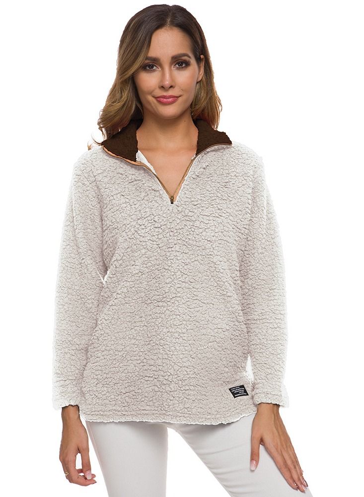 Loquat Long Sleeve Lamb Hair Zipper Pullover 