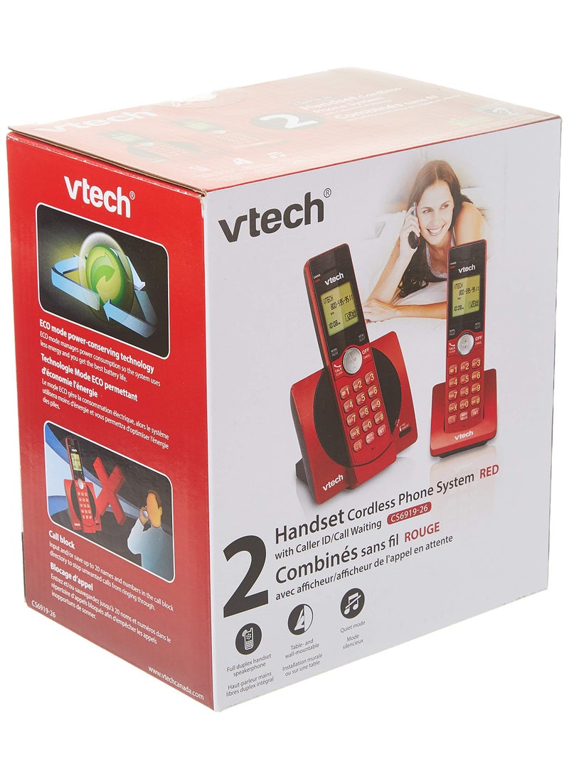 vtech VTech CS6919-26 DECT 6.0 Cordless Phone with 2 Full Duplex Handsets - Red  - Image 5