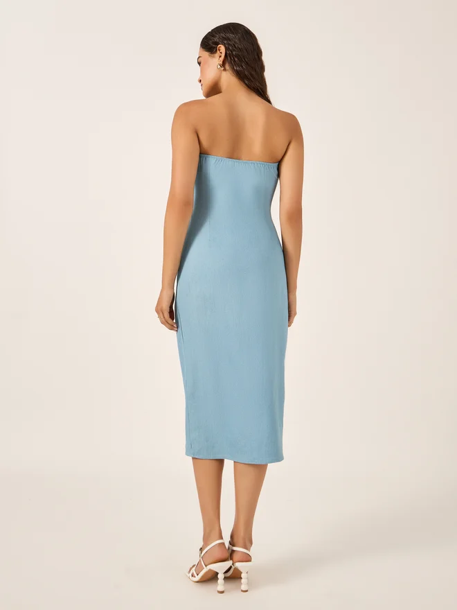 Styli Floral Strapless Midi Dress