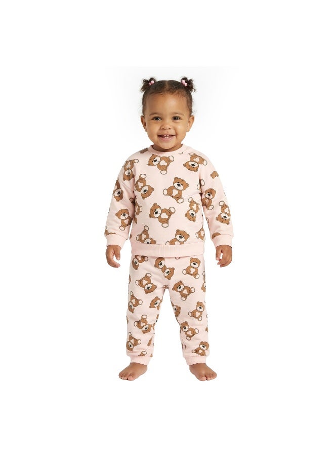 AIKO-Girls Sweat Top and Jogger Set with Bear Pattern - Image 1