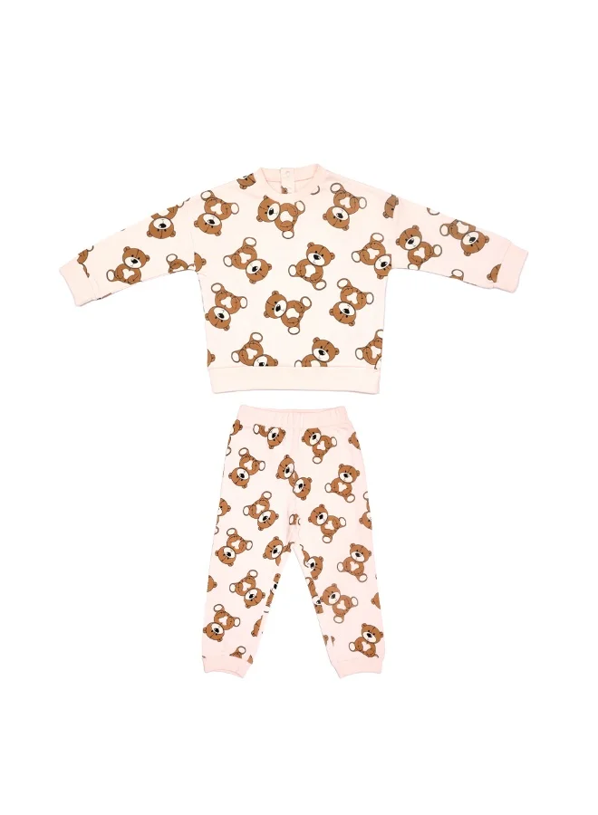 ايكو AIKO-Girls Sweat Top and Jogger Set with Bear Pattern