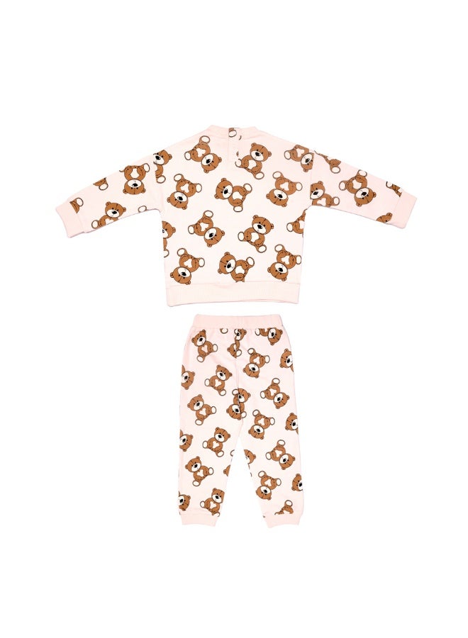 AIKO-Girls Sweat Top and Jogger Set with Bear Pattern - Image 3