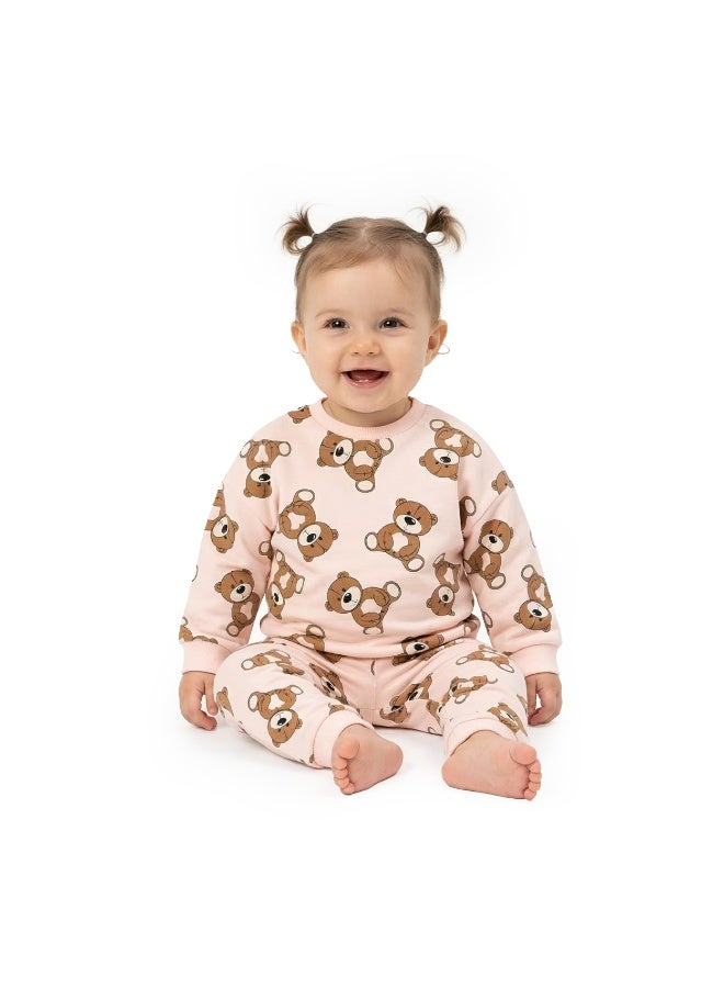 AIKO-Girls Sweat Top and Jogger Set with Bear Pattern - Image 4