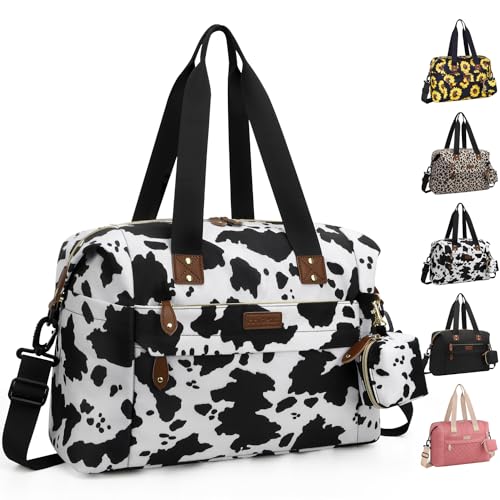 Pritent Diaper Bag Tote Diaper Baby Bags with Pacifier Case Shoulder Straps Stroller Clips Waterproof Large Mommy Maternity Bag Travel Baby Bag for Mom and Dad Cowprint Medium - Image 1