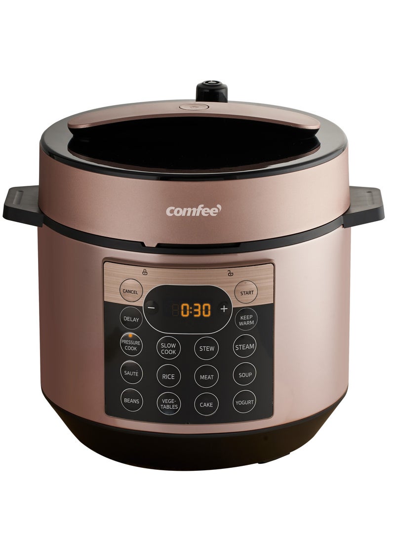 COMFEE' Electric Pressure Cooker 6L, 12-in-1 Multi Cooker with Safety Design, Rice Cooker, Slow Cooker, Saute Pot, Yogurt maker 1000W, Stainless Steel pressure cooker for 6-8 family - Image 1