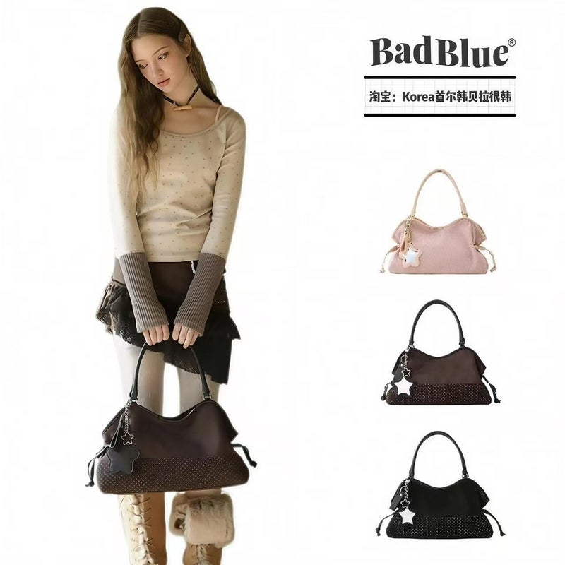Badblue Medium Tote Bag Korean Polka Dot Cute Fashion Casual Shoulder Handbag Korean Style - Image 1