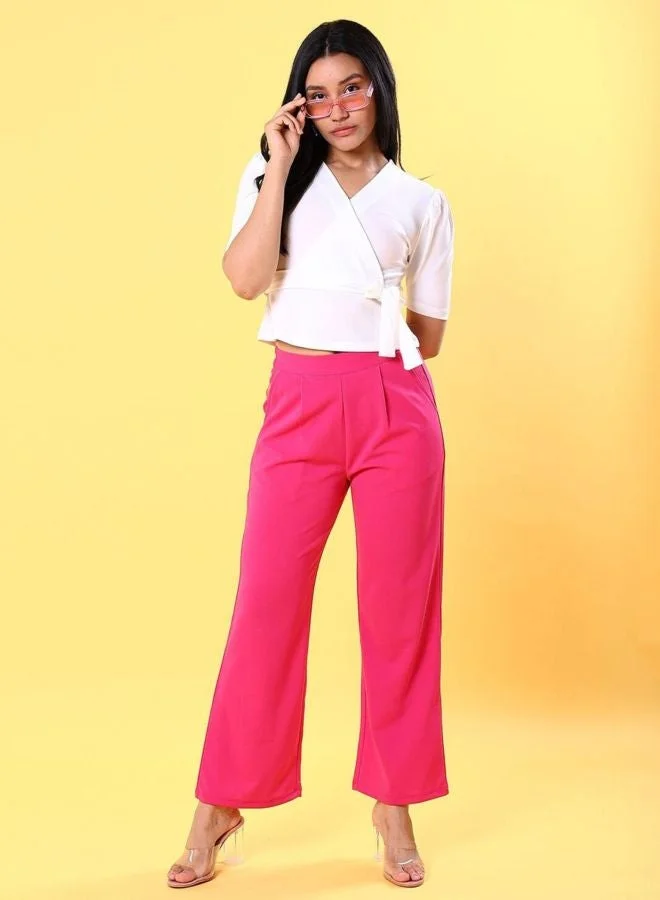 Freehand  Women Regular Fit Solid V-Neck Short Sleeve Wrap Top  | Best Price UAE